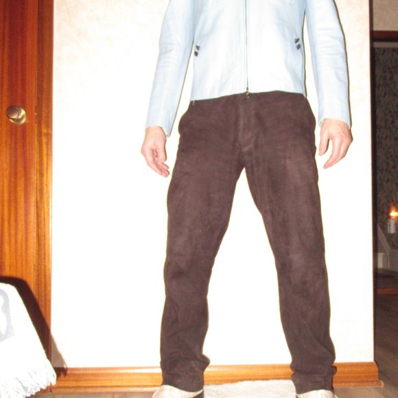 Polo Ralph Lauren Chocolate Brown Suede Pants Size 33 - Picture 3 of 13